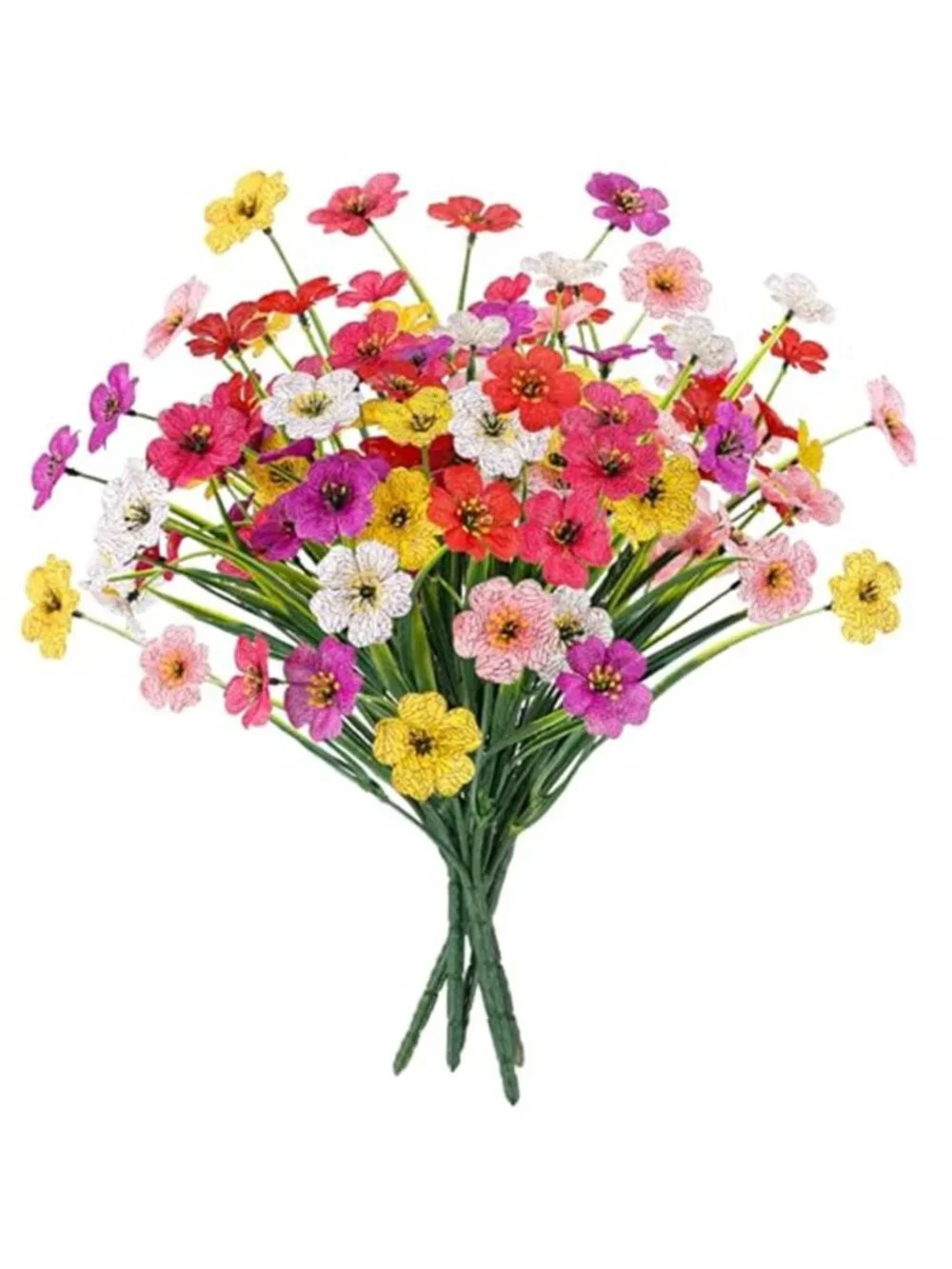 UV Resistant Fake Outdoor Flowers 6 Bundles Faux Plastic Plants No Fade Daisy